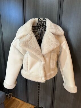 Abercrombie & Fitch Cream Faux Shearling Jacket
